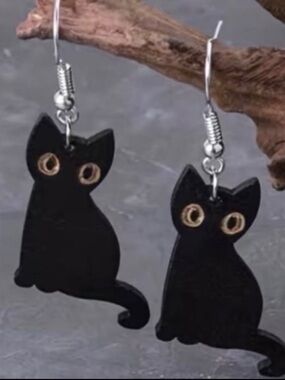 Black Cat Dangle Earrings